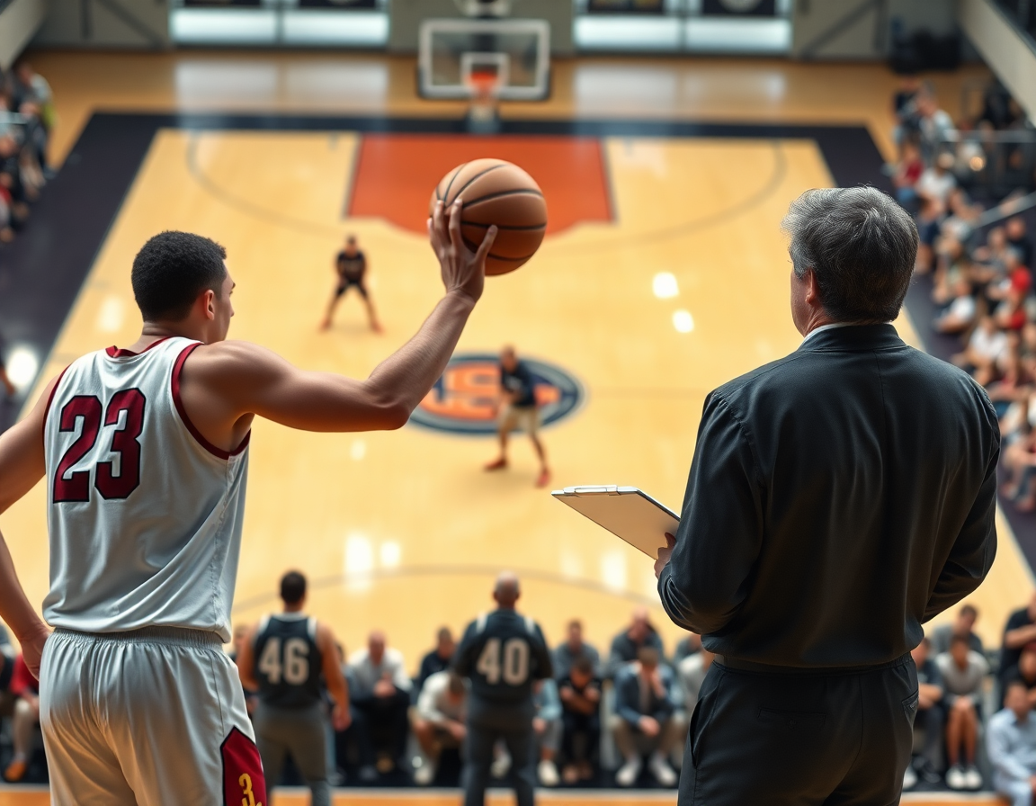 Guard reads the floor against 1 3 1 zone defense basketball, calling for ball reversals.