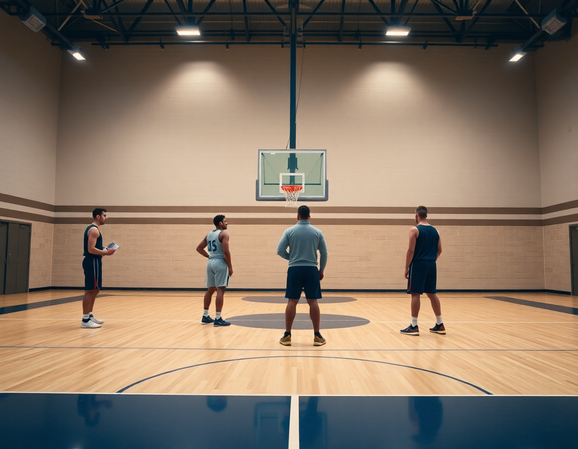 Coach guides players through 2 3 zone defense basketball roles during a focused drill.