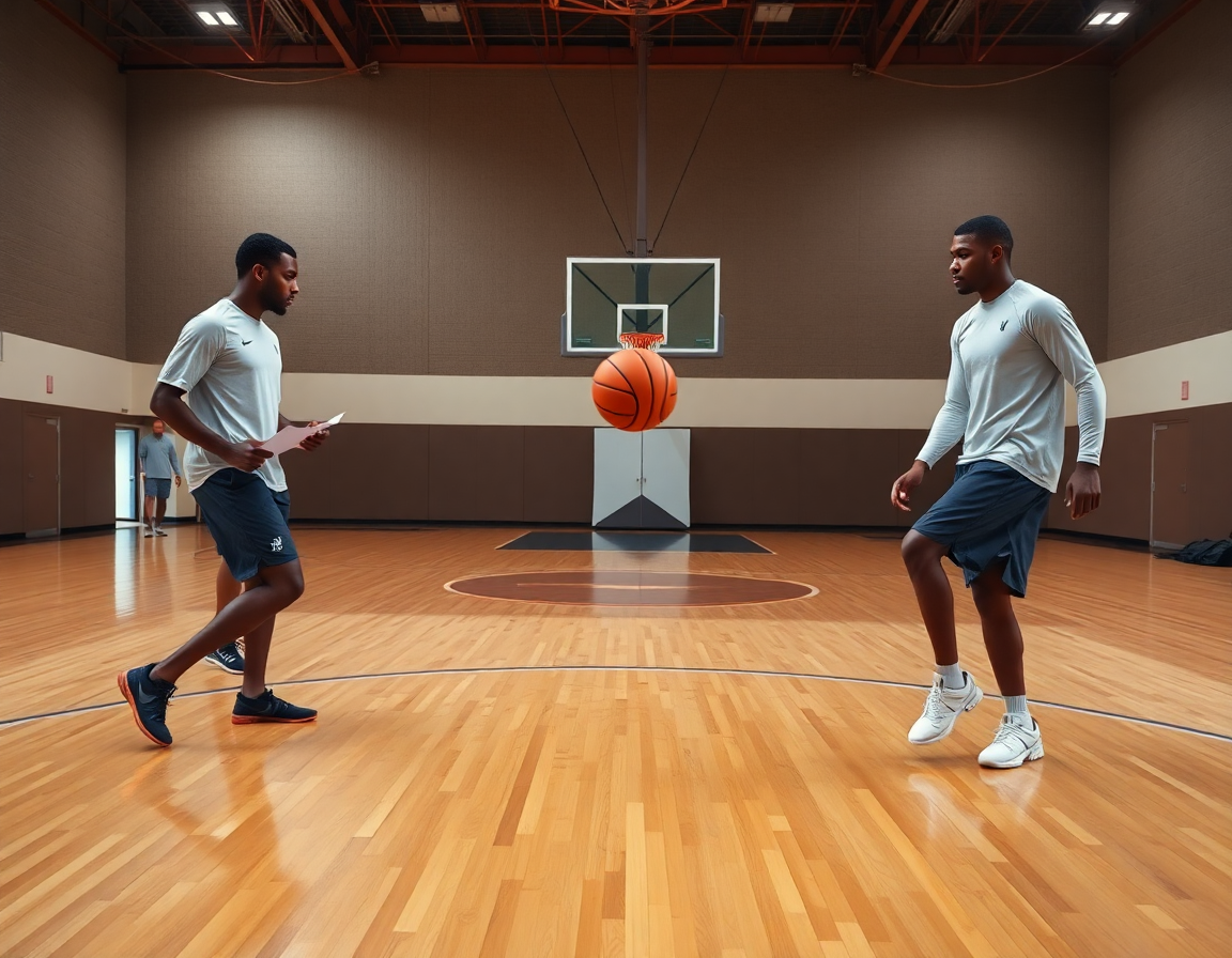 Close-up of two players executing a 3 2 sliding zone defense concept on a basketball court.