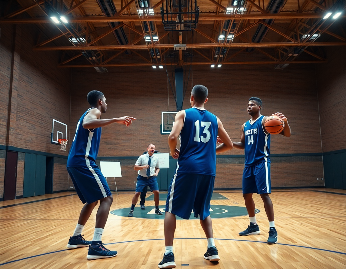 Close-up basketball action with players guarding, referencing 3 2 zone defense pdf resource for coaches.