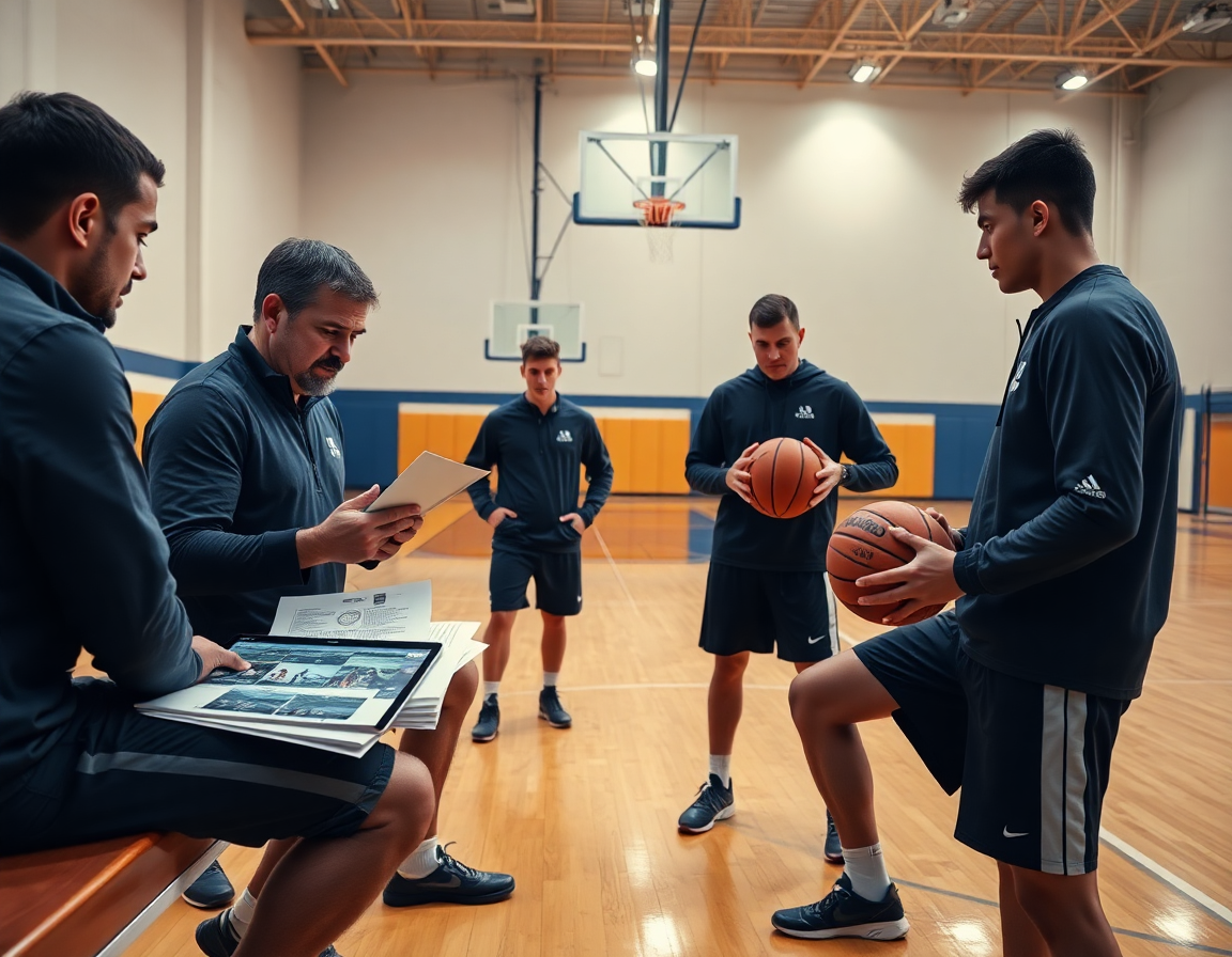 Printer, laptop, and basketball gear on a bench as coaches review 3 2 zone defense pdf.