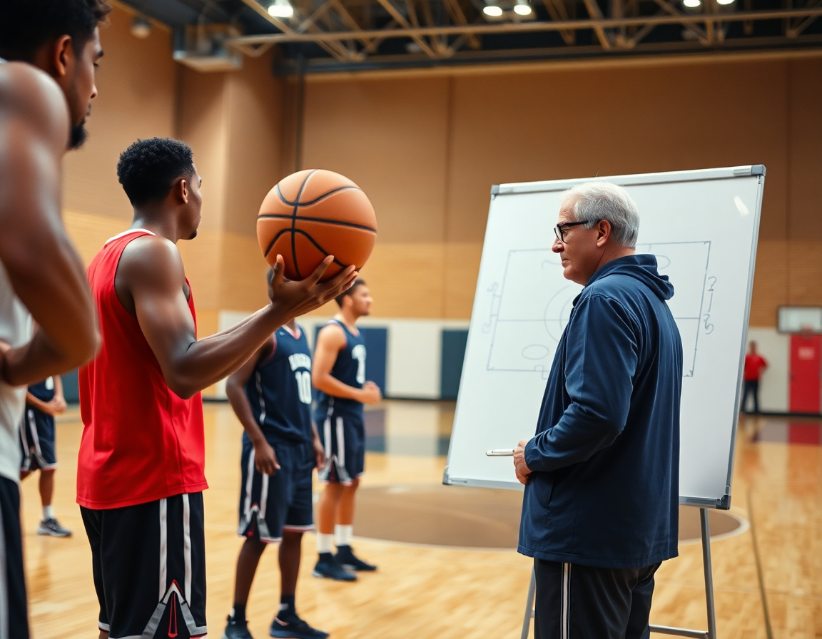 Close-up on hands and ball executing the 4 1 motion offense basketball drill.