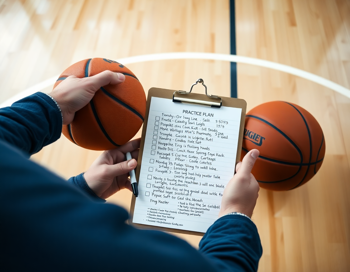 Coach's weekly practice plan on a clipboard