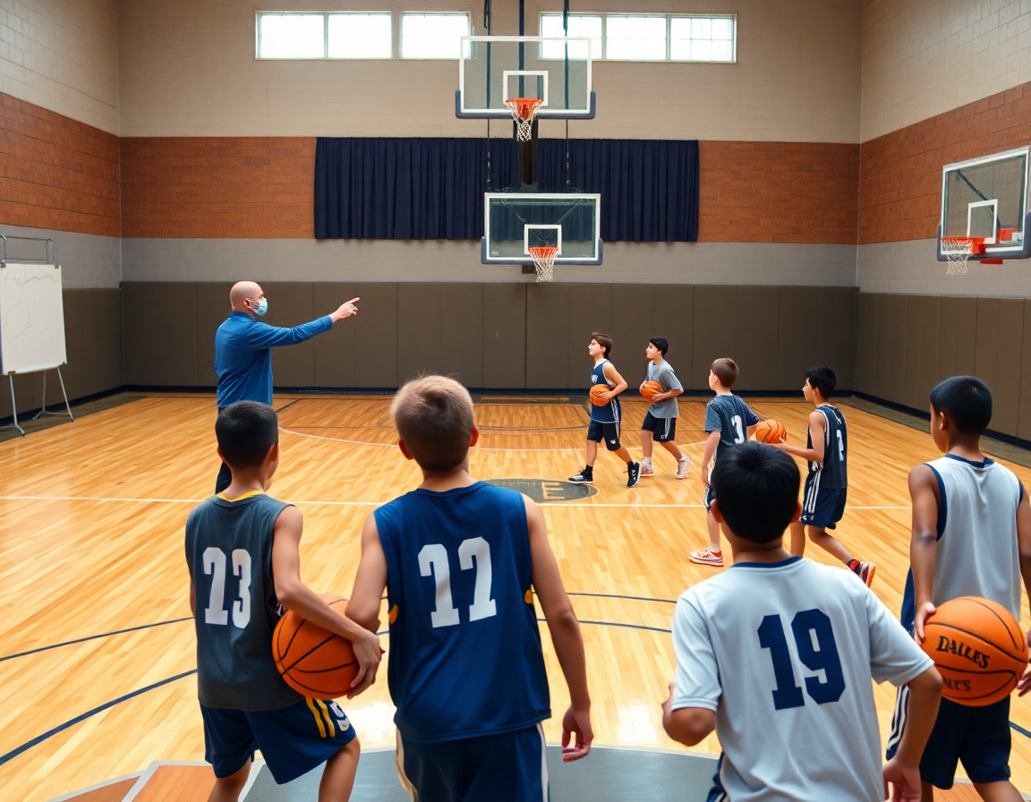 Close-up drill shot showing the 5 out motion offense for youth basketball explained on a whiteboard.