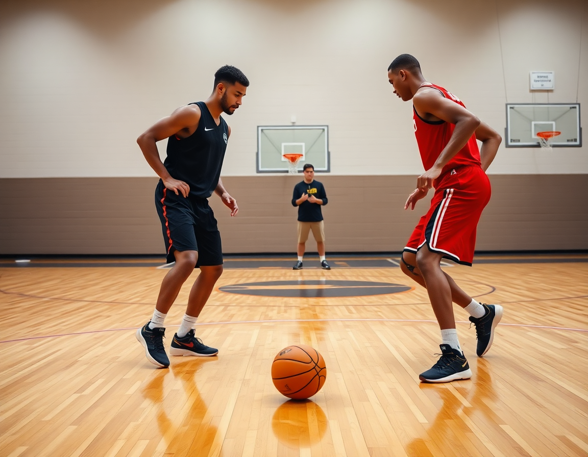 Intimate shot of feet in basketball defense drills by yourself during a solo stance drill.