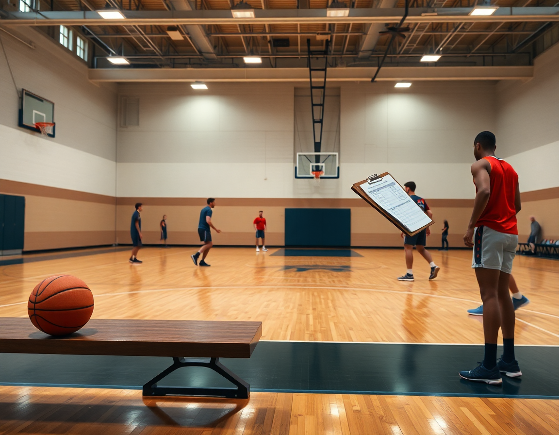 Close-up of basketball drills by yourself during a weekly solo-practice on the hardwood court.