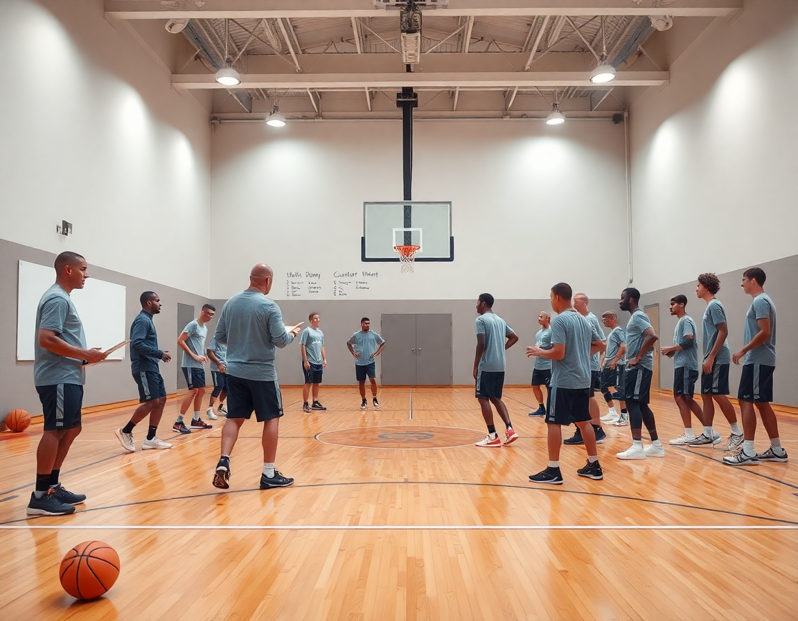 Coach runs a shell drill against basketball offenses against man to man in half court.