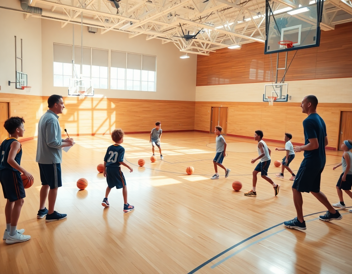 A coach leads a basketball practice plan for 7-8 year olds through a balanced drill circuit.