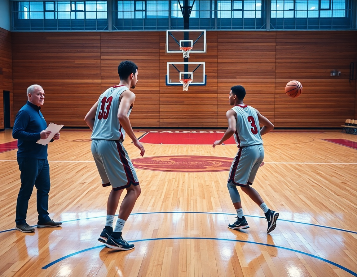 Basketball drill close-up on the hardwood court for basketball practice plan template excel concept