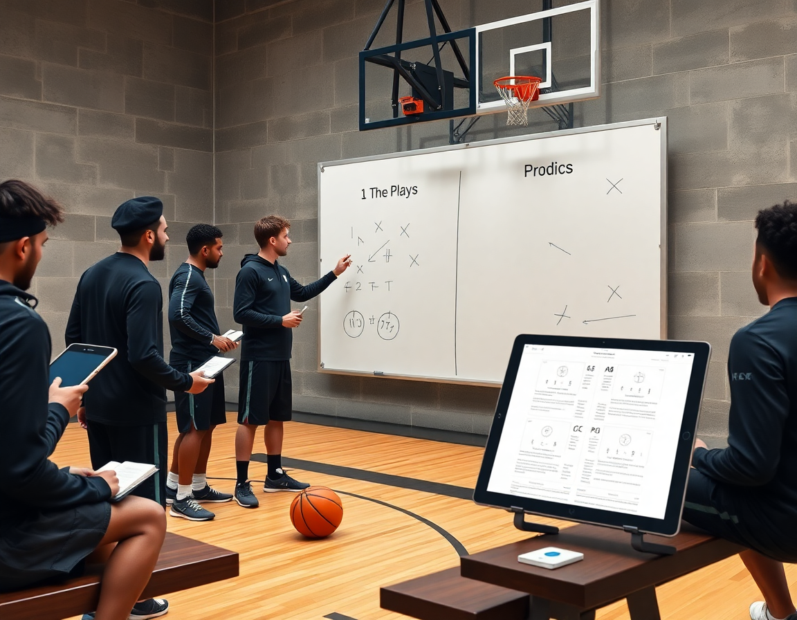 Team studies whiteboard diagrams for basketball plays using the best app for basketball plays.