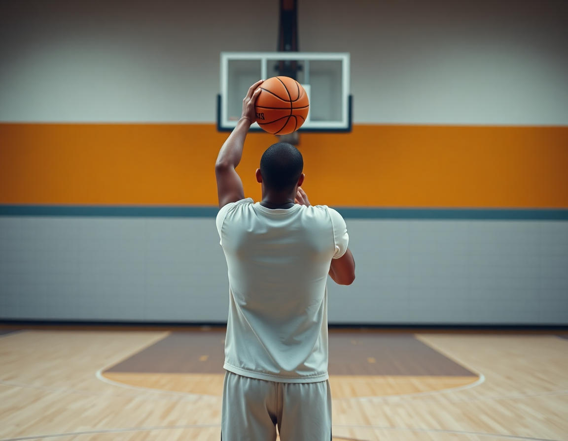 College basketball scouting report player preparing to shoot a free throw in gym.