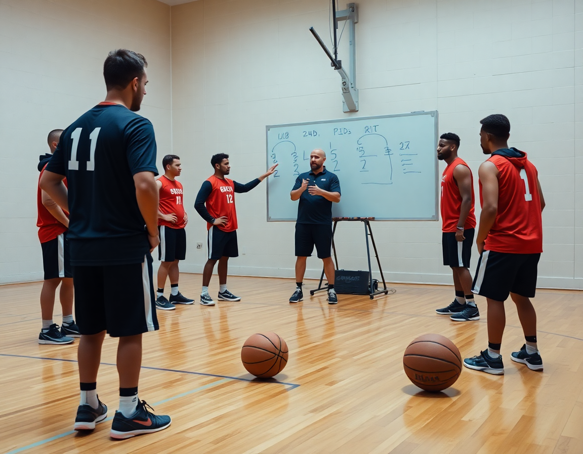 Rotations demonstrated on a whiteboard with a basketball on hardwood basketball court.