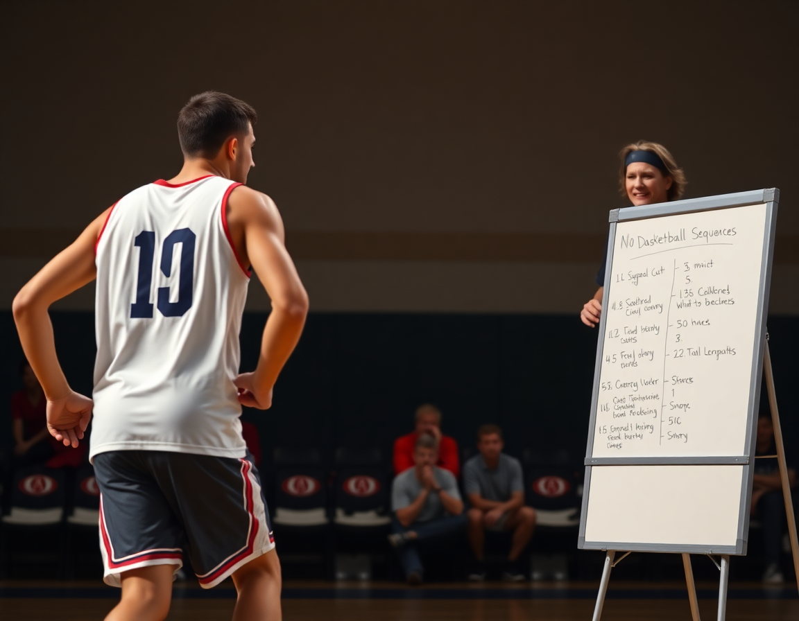 Close-up of a player passing the orange basketball during a basketball possession drill.