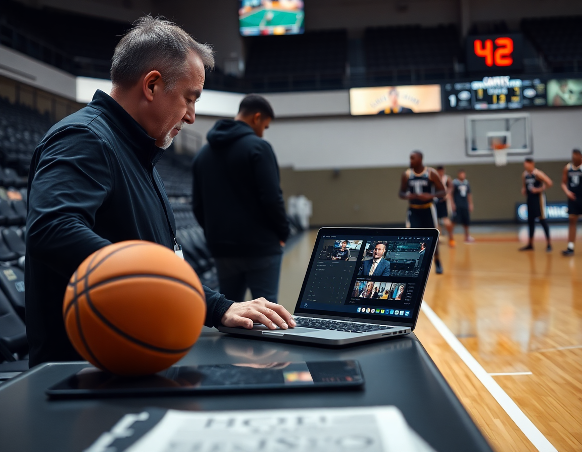 A coach demonstrates how to keep basketball stats by linking video clips to plays.