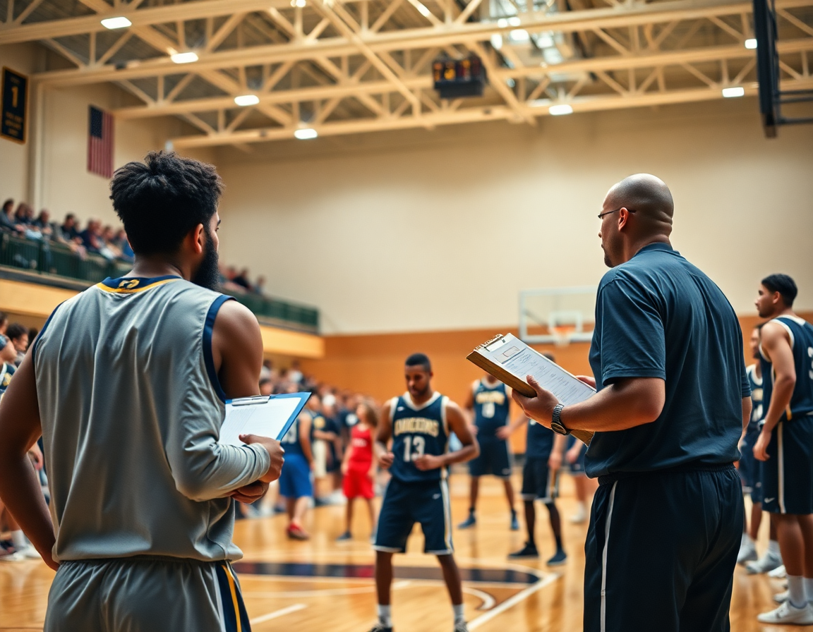 Defender reads the high pick and roll as coach coaches counters on the basketball court.