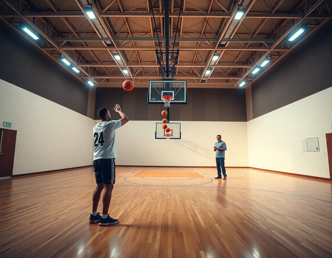 A solo shooting drills basketball by yourself scene shows a player at the three-point line.