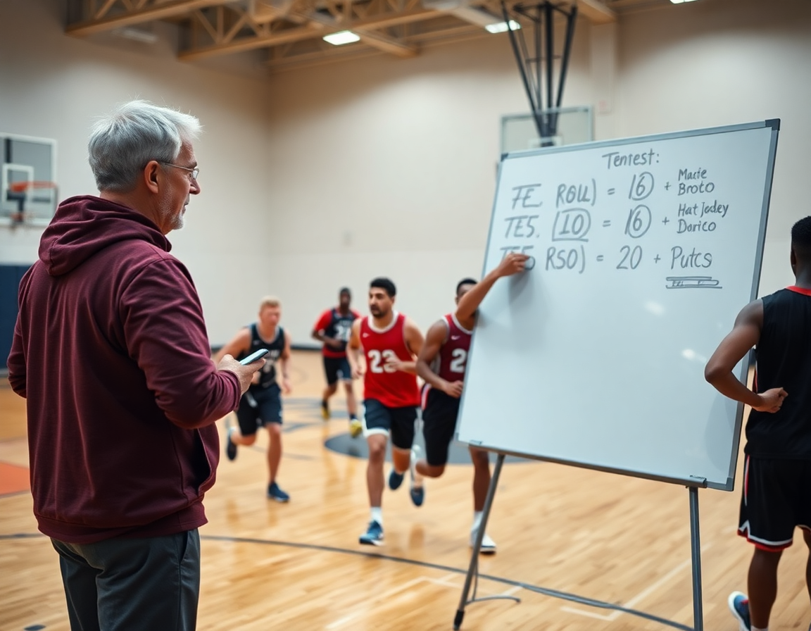 Opponent tendencies mapped on court using free basketball scouting report template during drills.