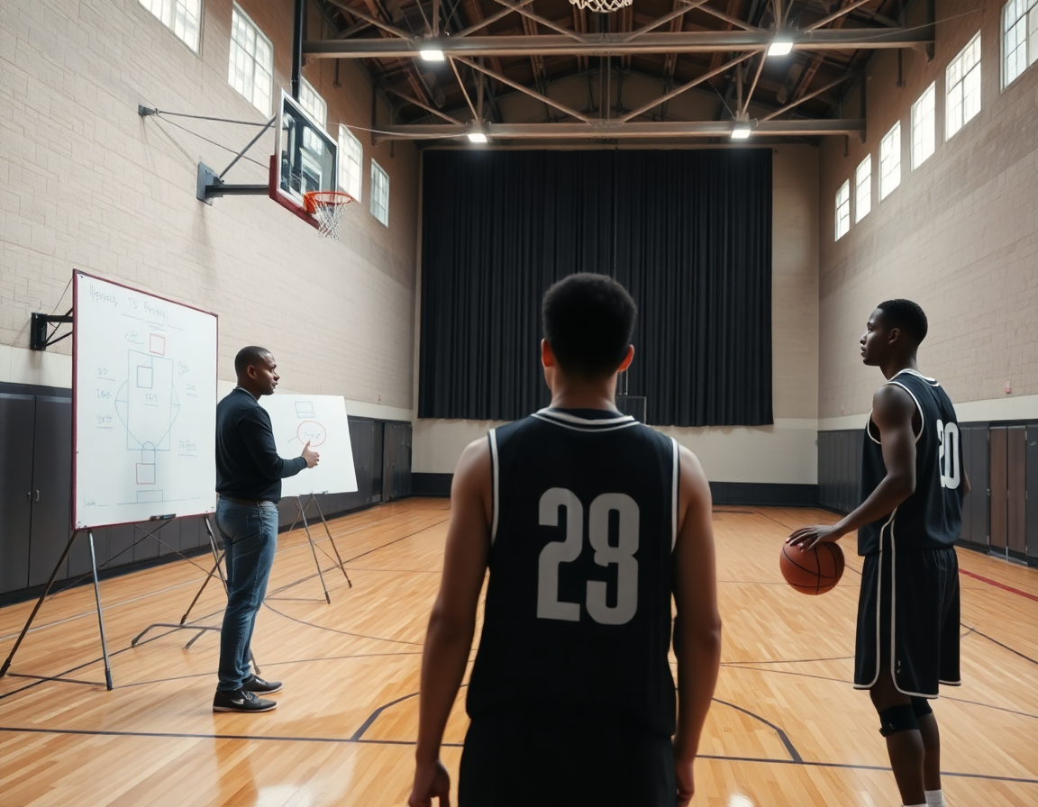 What is a screen in basketball? Coach draws a screen on the whiteboard during practice.