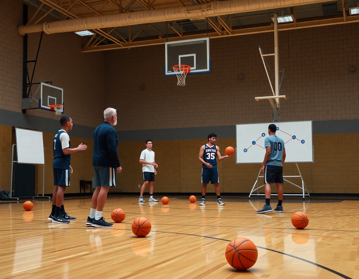 Close-up on hands and ball illustrating basketball offenses for youth progression on hardwood.