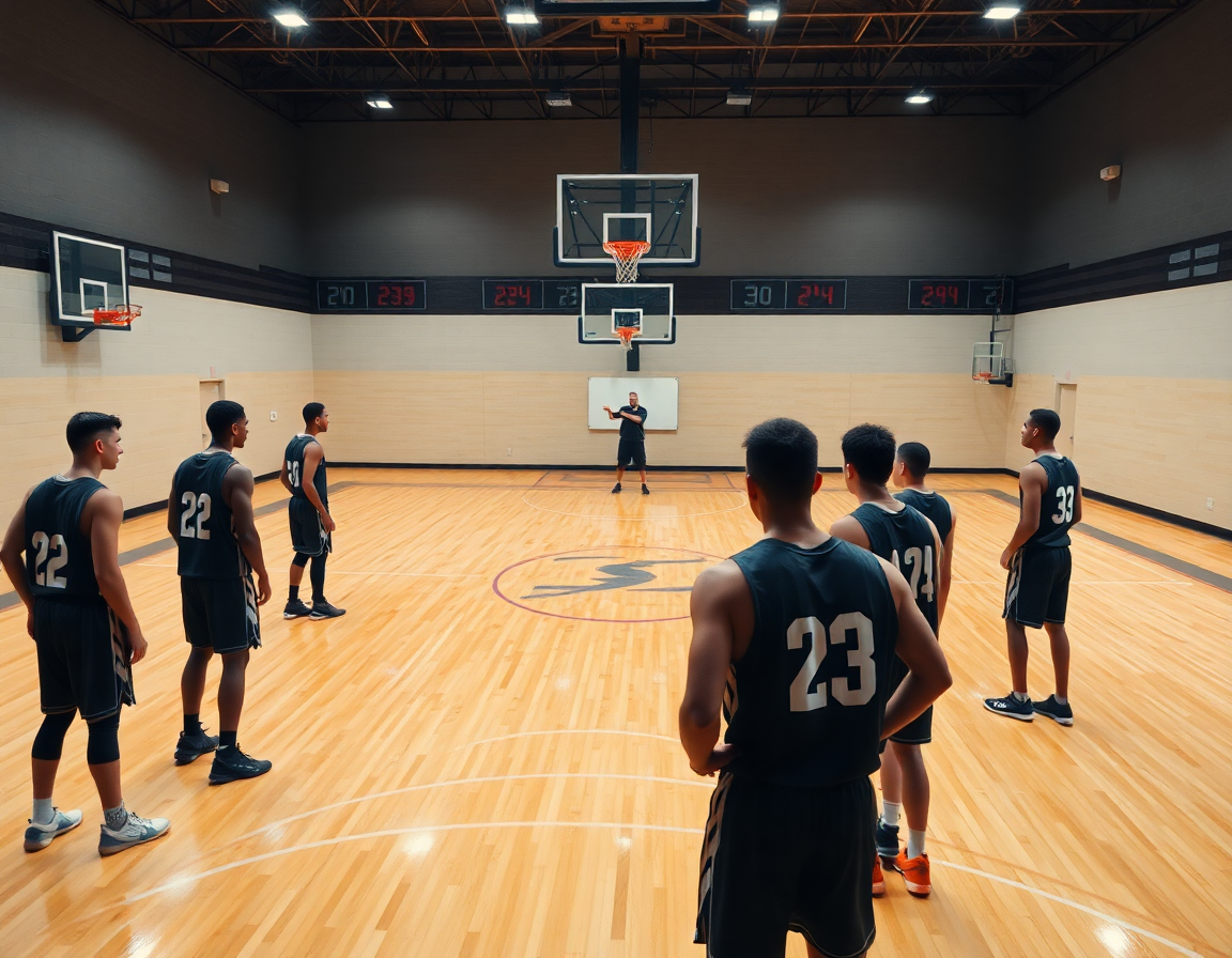 Explaining zone defense vs man to man in a 2-3 zone drill on the basketball court.