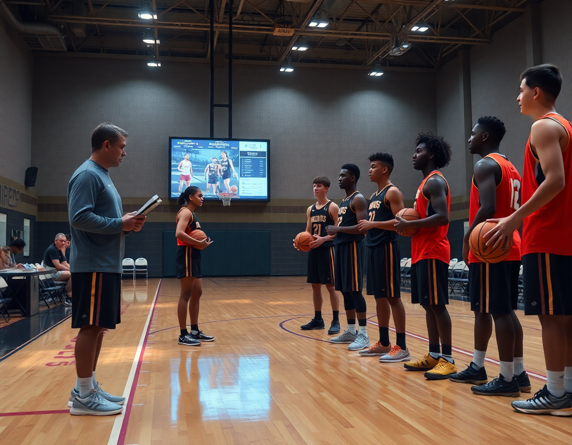 Análisis de rivales para ataques contra defensa individual baloncesto en sala de gimnasia