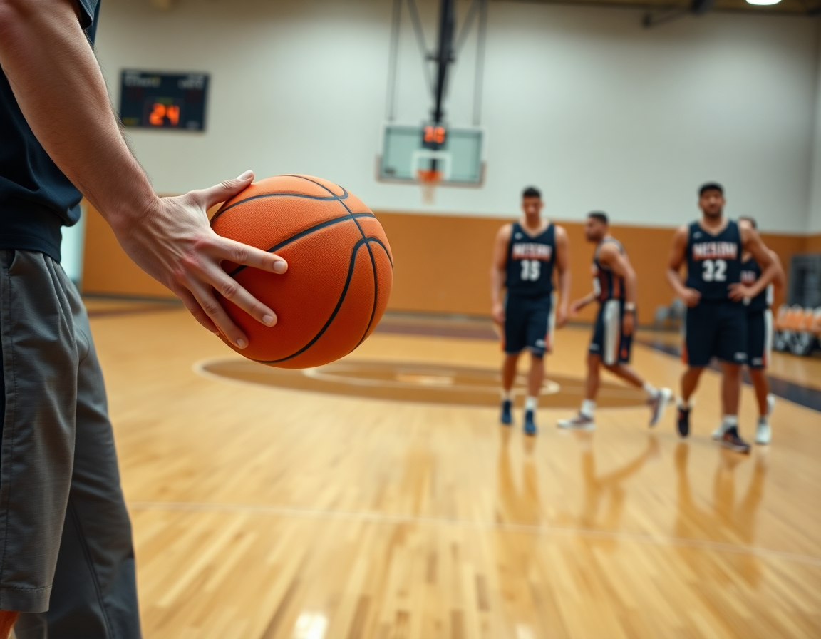 Baloncesto femenino clasificación, primer plano de manos y balón naranja durante drill de manejo.