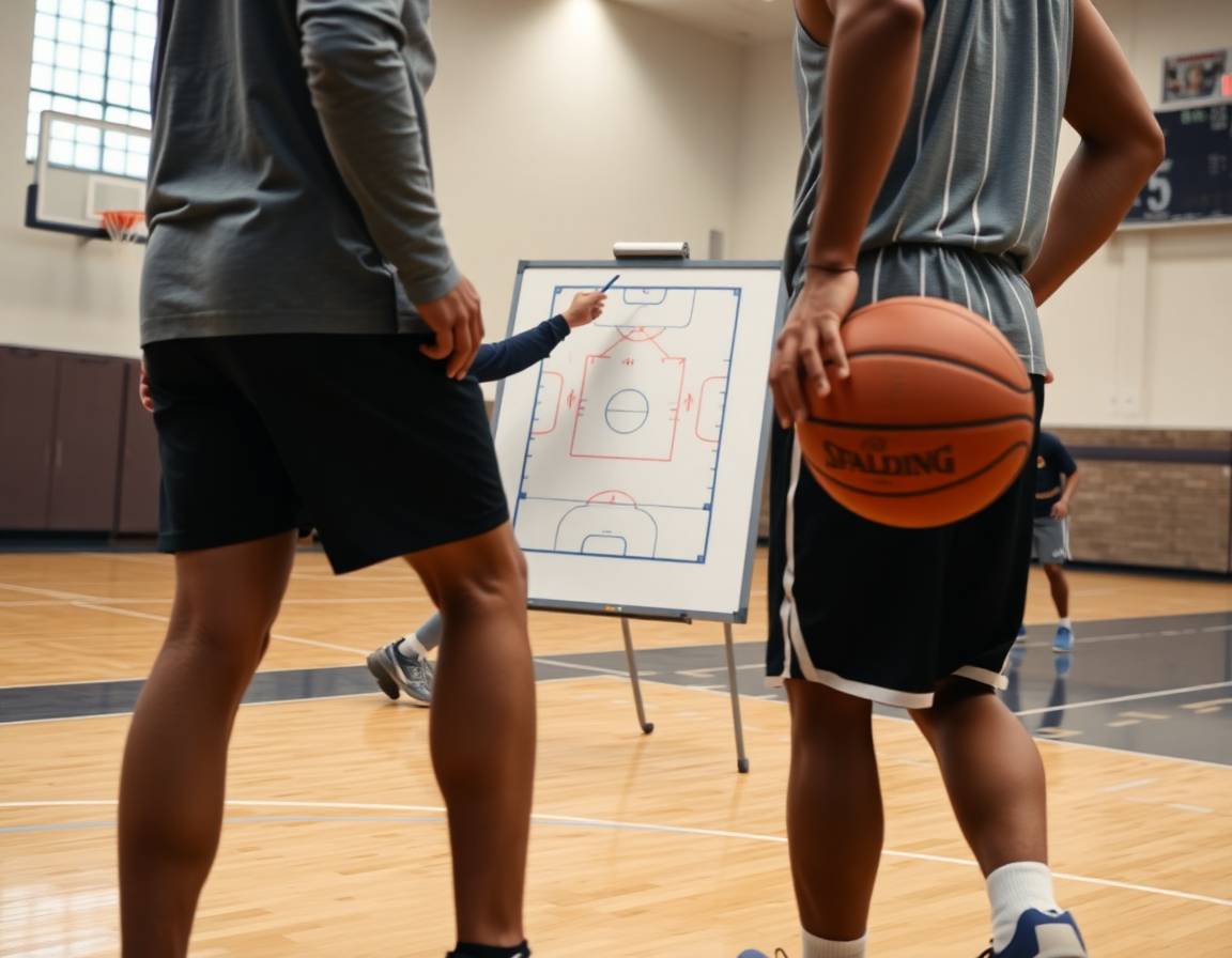 calentamiento para baloncesto movilidad articular en primer plano, balón y tablero visual