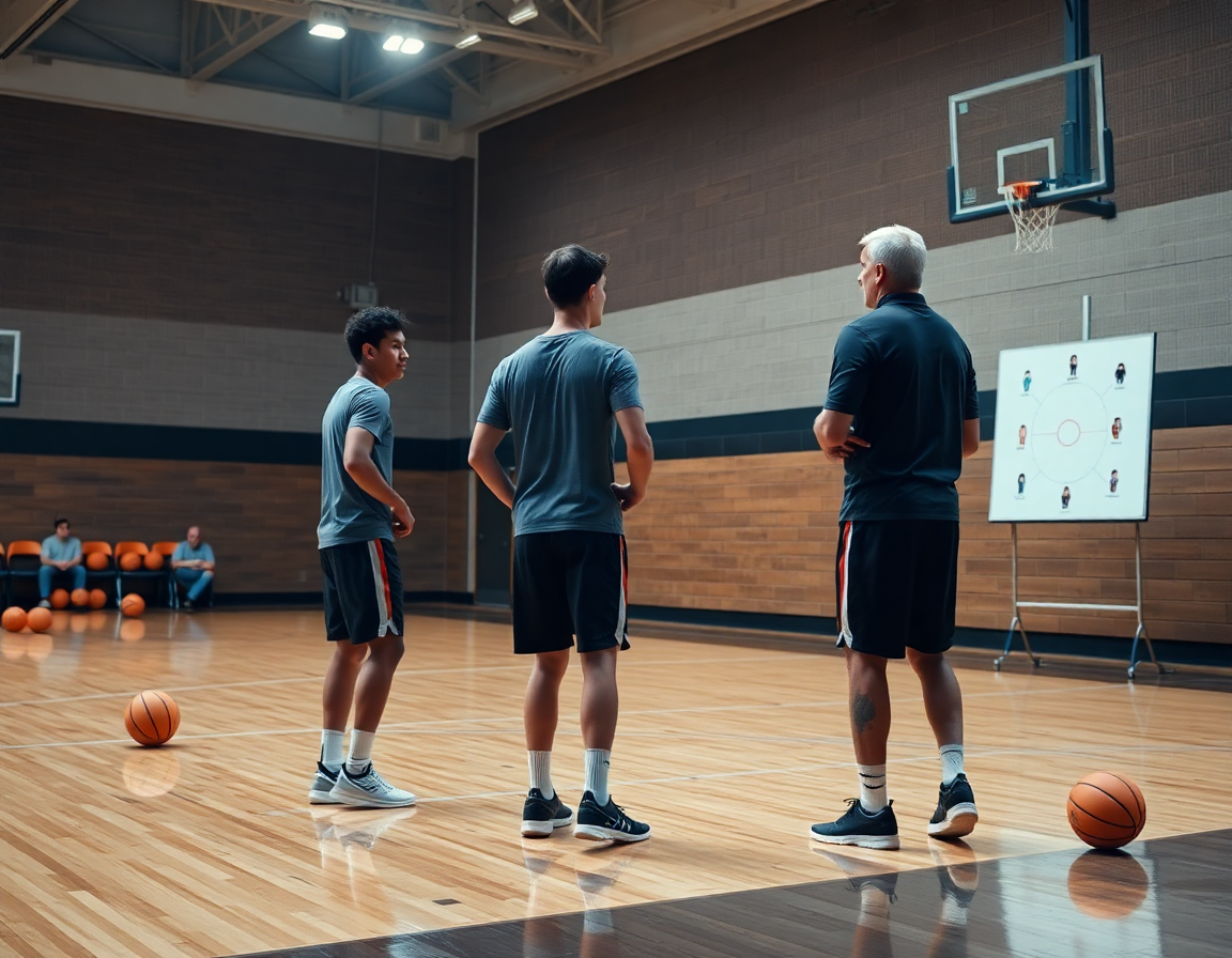 Escena de como atacar una defensa individual en baloncesto durante un entrenamiento de equipo.