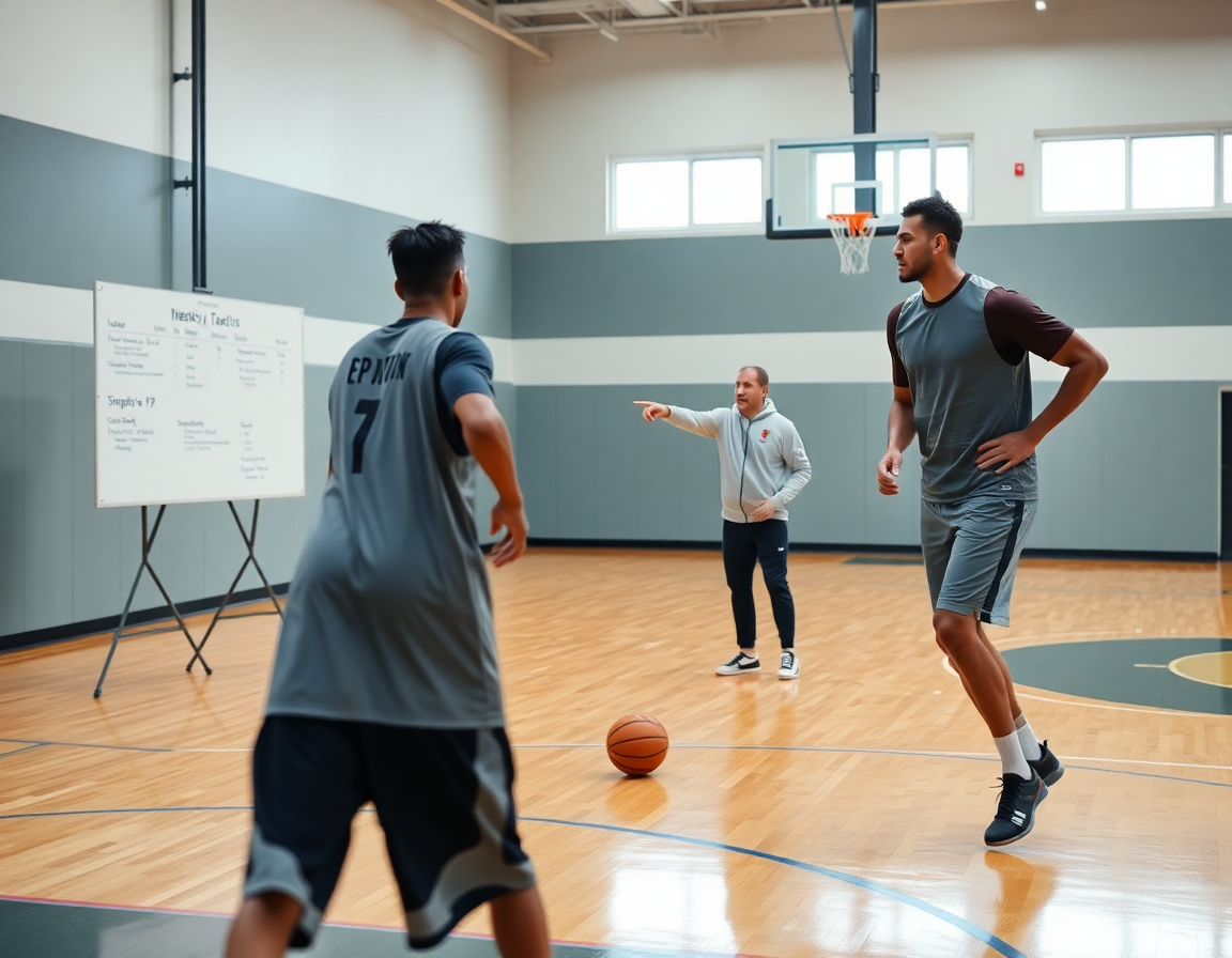 ala pivot baloncesto dibujo muestra al PF practicando una lectura de espacio durante drill.
