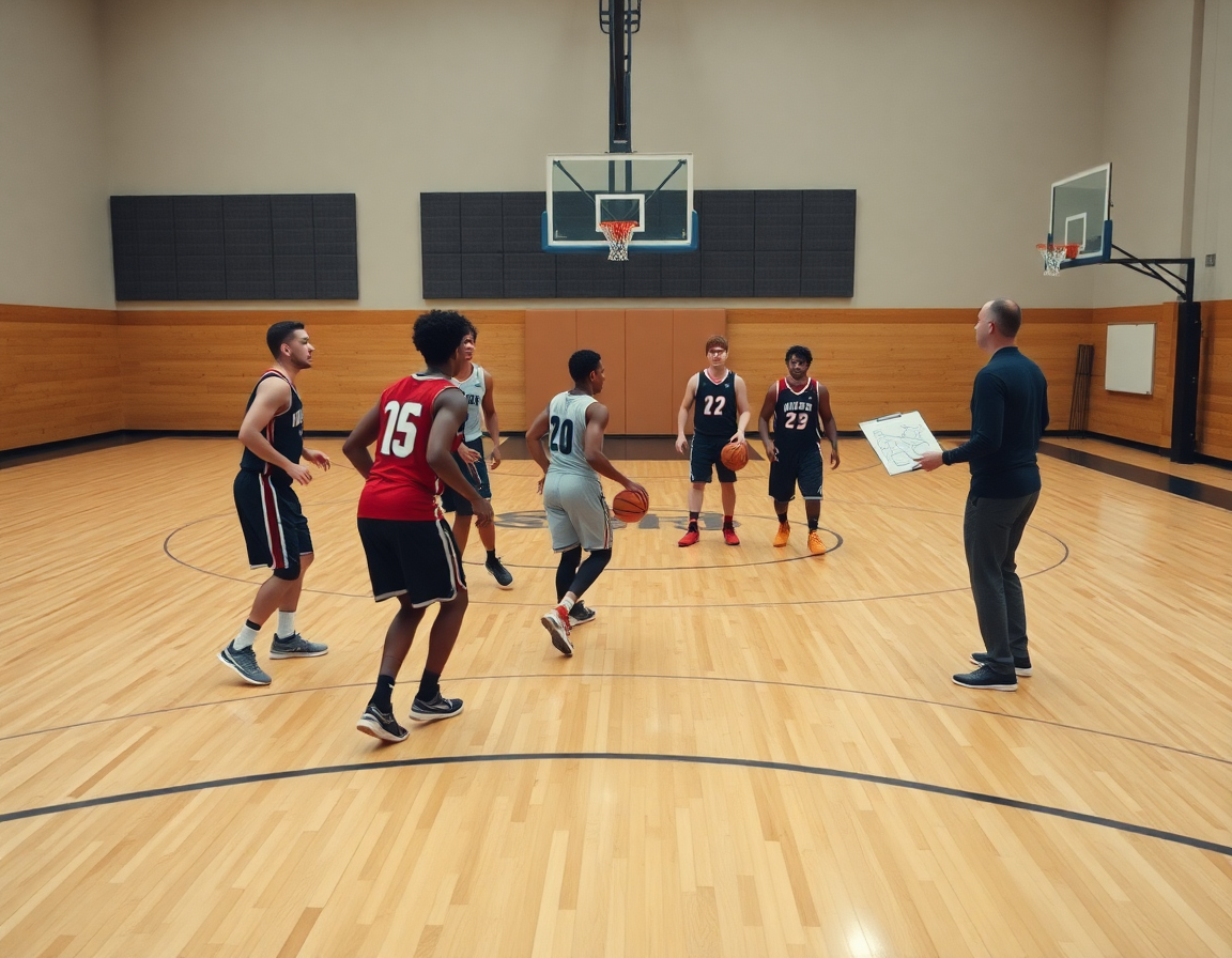 Tres jugadores ejecutando juego corto con balón, ejercicios calentamiento baloncesto infantil en equipo.