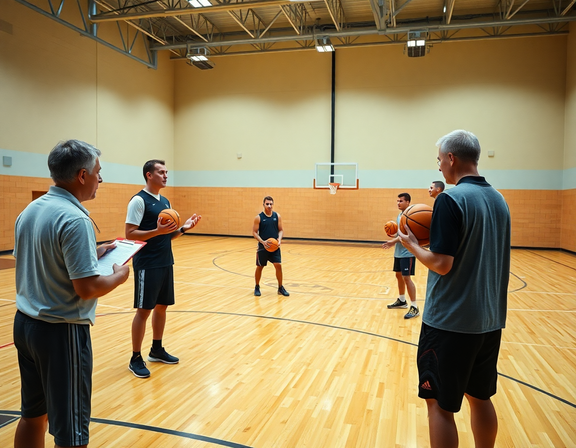 Progresiones de pases en baloncesto: desde lo básico hasta lo avanzado, bajo la supervisión del entrenador.