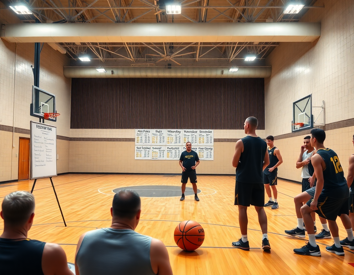 Plan de ejercicios para rebote baloncesto para una semana de entrenamiento en la cancha.
