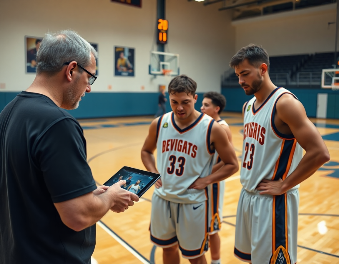 Revisión de clips de entrenamiento defensa baloncesto: entrenador analiza rivales para convertirlo en acciones.