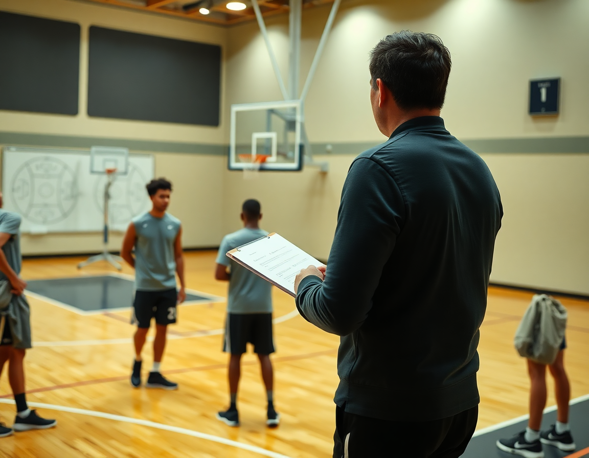 Primer plano de las manos sujetando la pelota naranja mientras jugadores ala-pivot baloncesto practican dribbling.