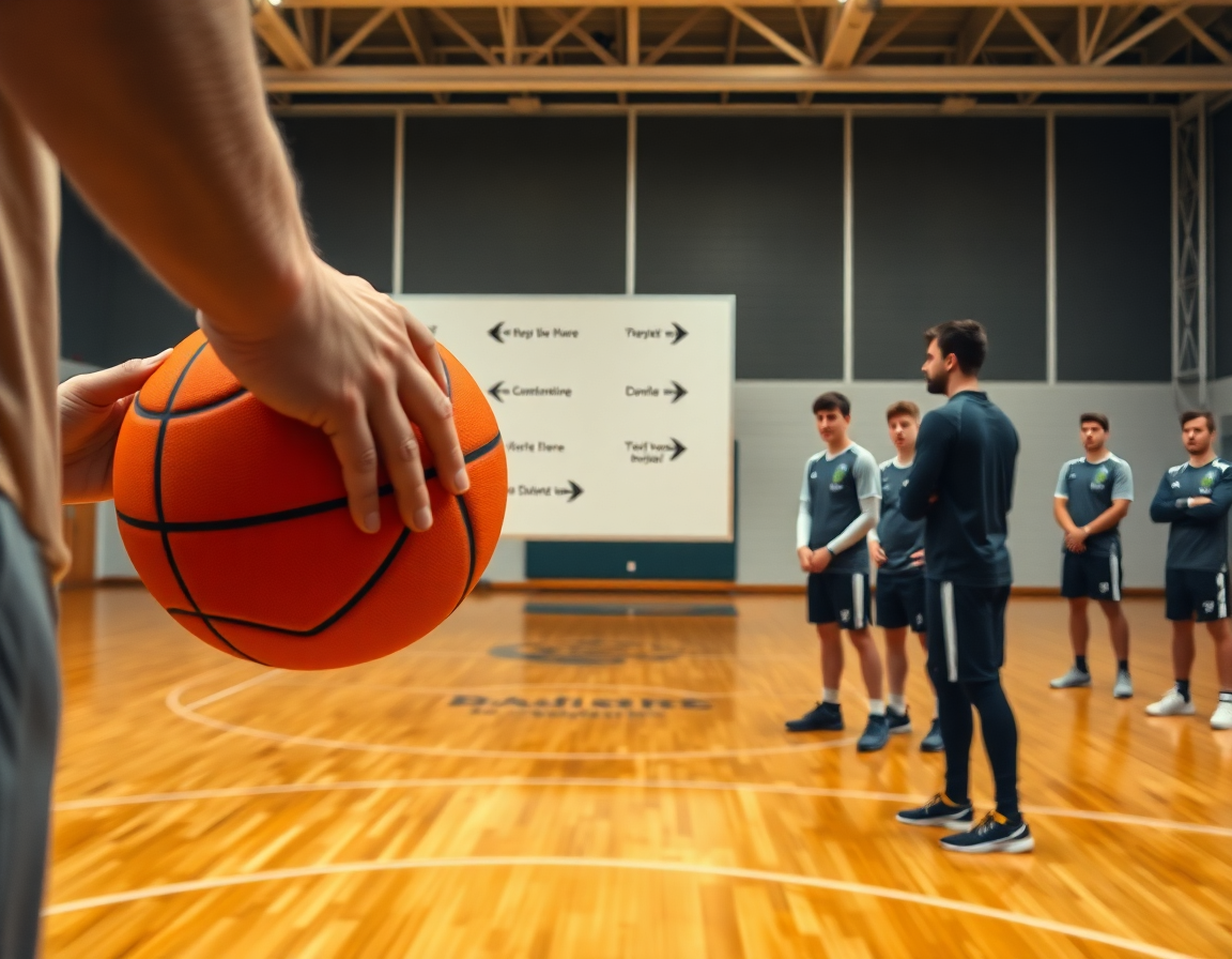 Enfoque cercano de la enseñanza del plan de entrenamiento de baloncesto para niños.