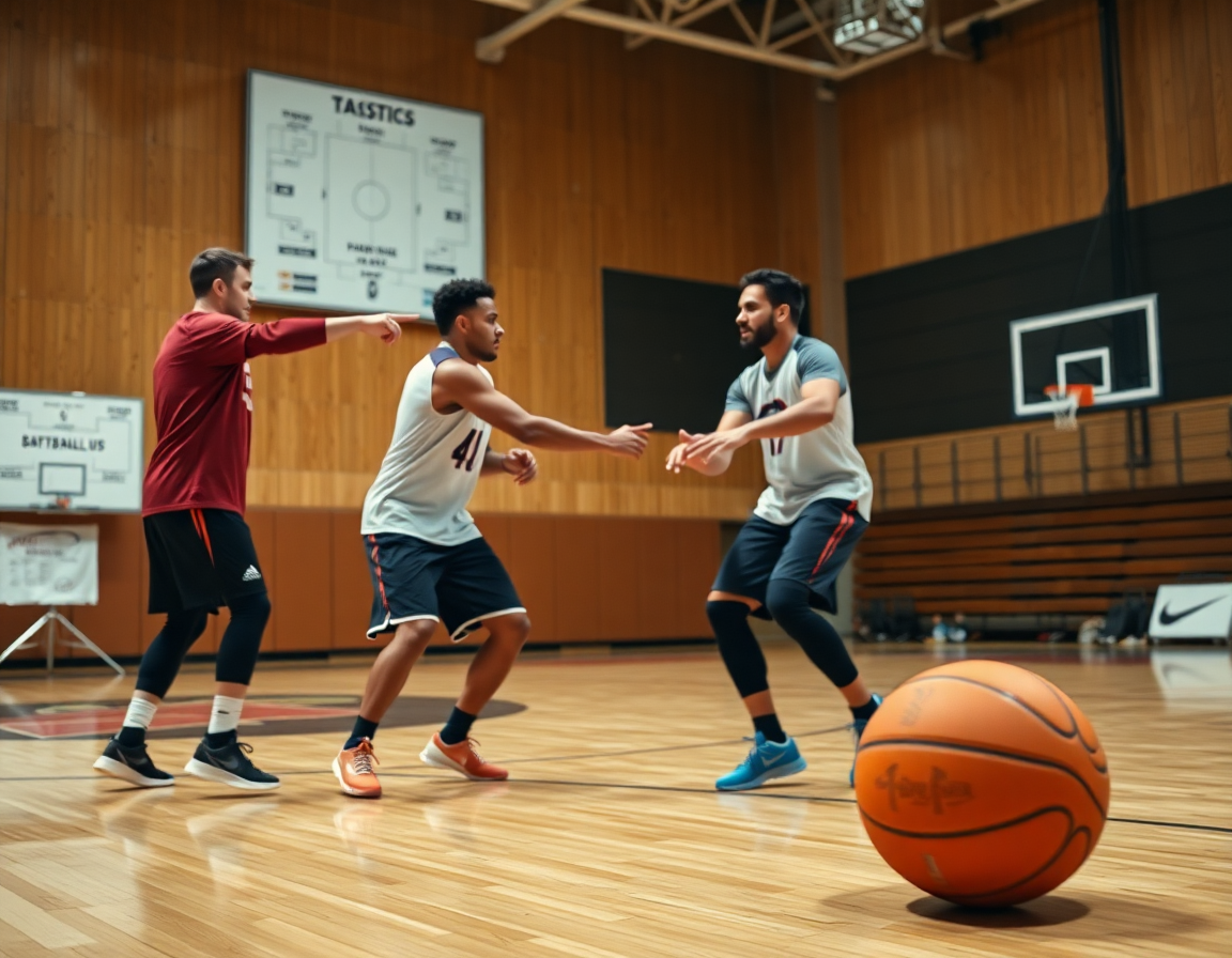 Primer plano de dos jugadores con balón en baloncesto, mostrando las mejores jugadas baloncesto en acción.