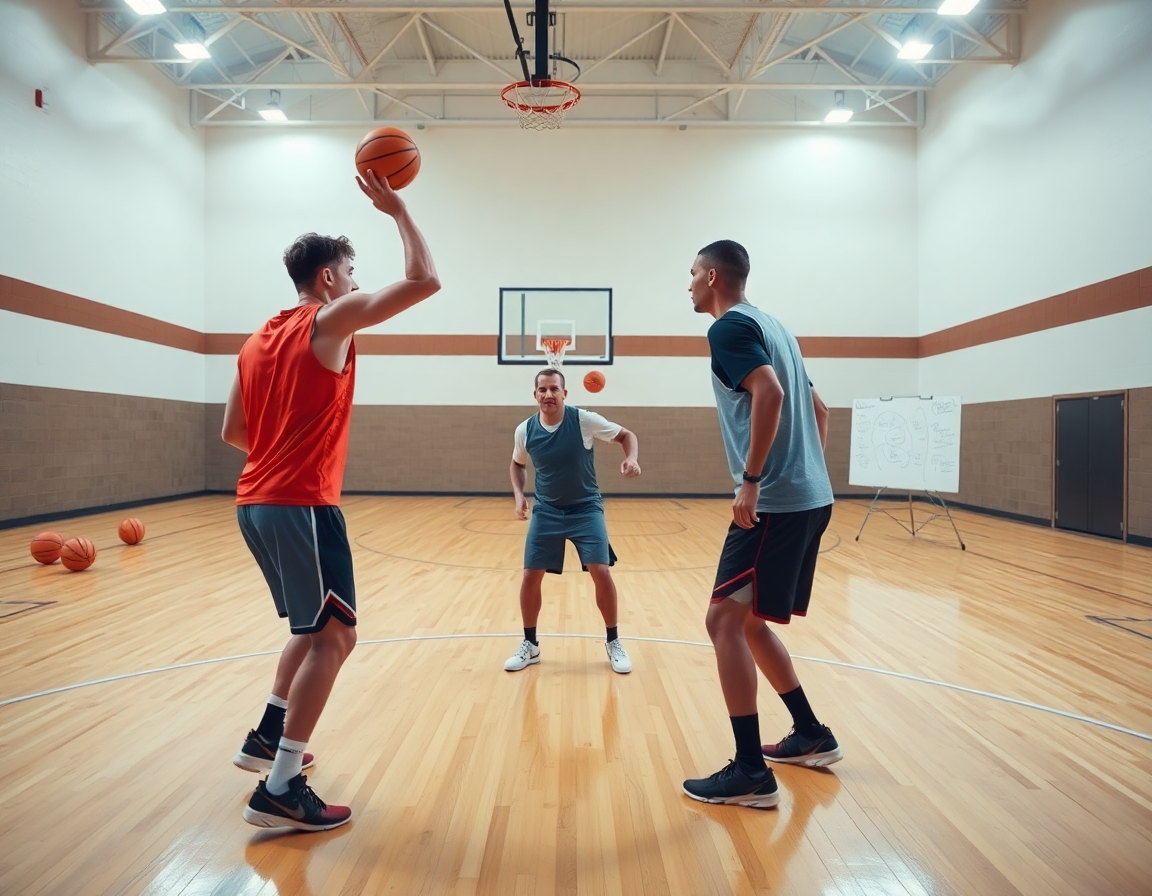Plan serré sur deux joueurs exécutant une attaque placée, basketball attaque placée pdf en action.