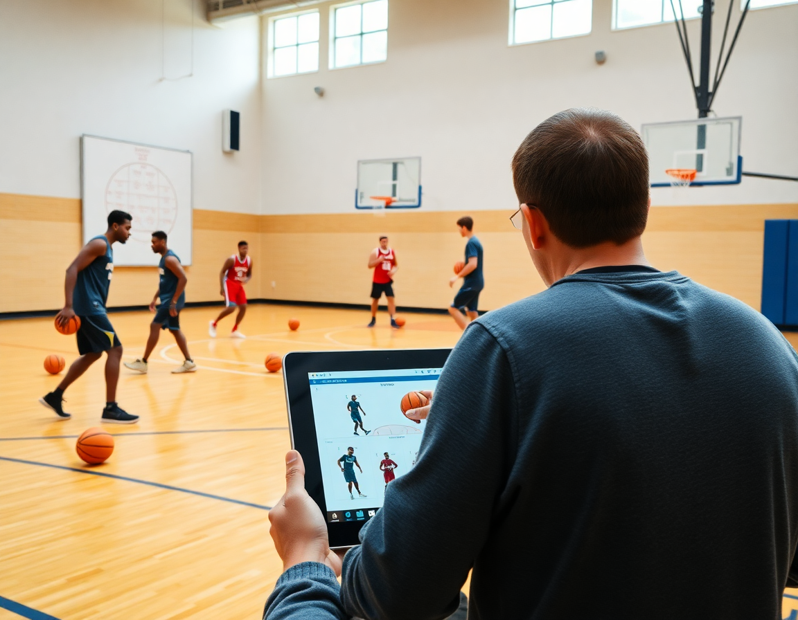 Analyse des adversaires et plans de jeu sur le terrain: le club de basket féminin débutant prépare le match.