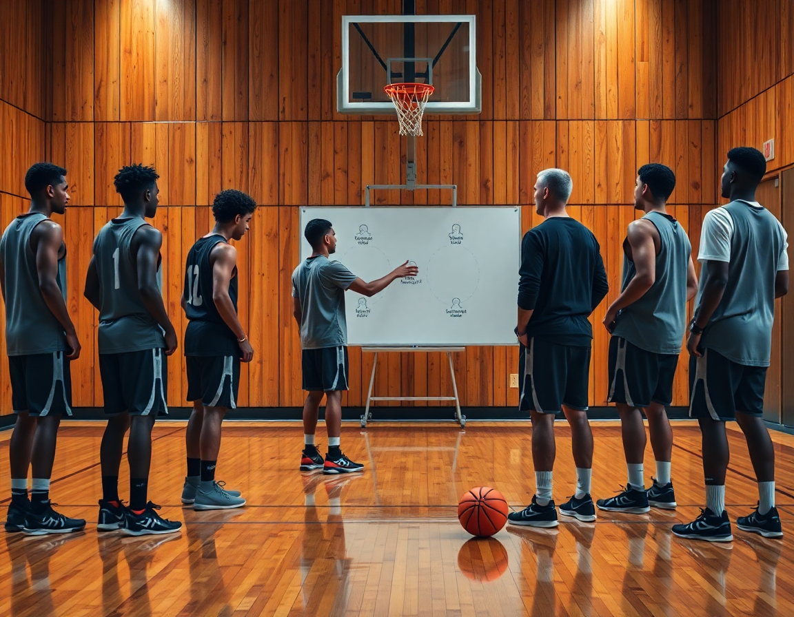 défense de zone basket expliquée sur le tableau et en mouvement par l'entraîneur.