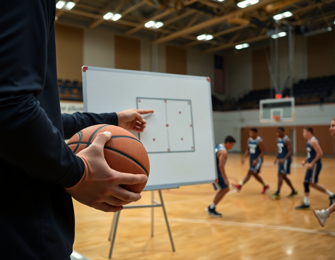 Plan serré montrant une défense de zone basket 2-3 en pratique sur parquet éclairé.