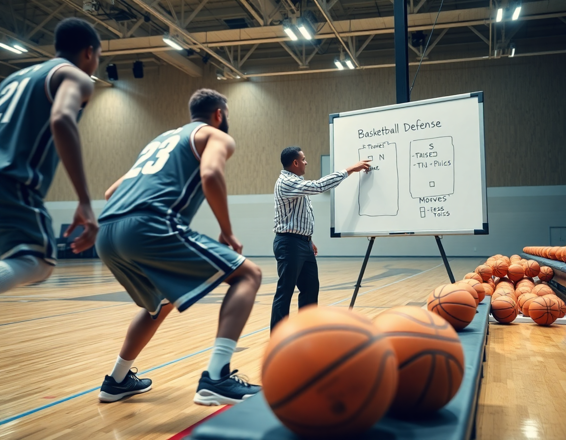 Plan rapproché sur l'entrainement basket defense, gestes et positions dans l'action réelle.
