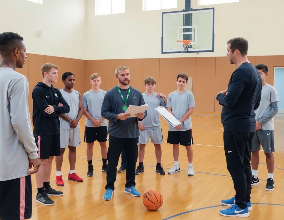 Plan hebdomadaire montrant entrainement basket u15 autour d'un tableau et de balles sur le sol.