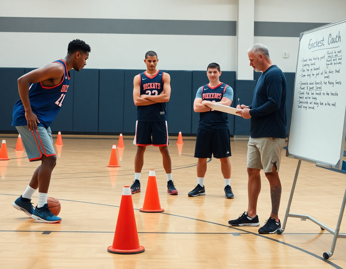 Dessine et pratique: entraineur basket equipe de france dirige la défense et le basketball en salle