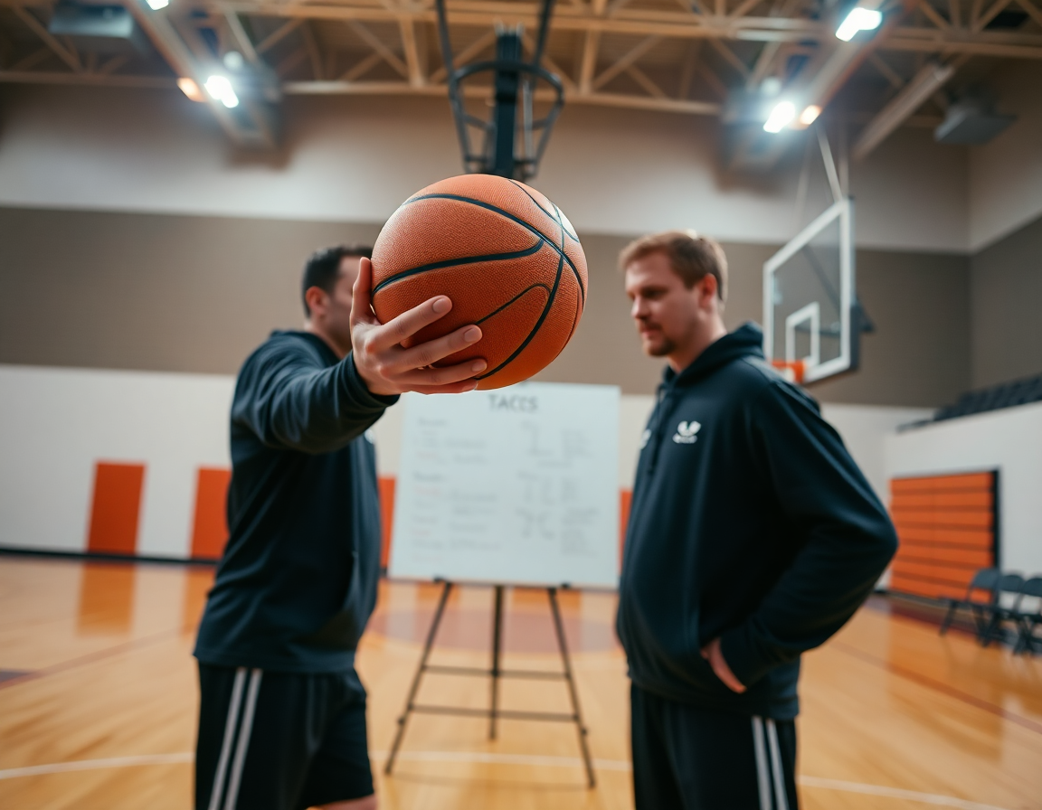 Plan rapproché sur des mains passant une balle orange de basketball pendant l'exercice basket attaque de zone.