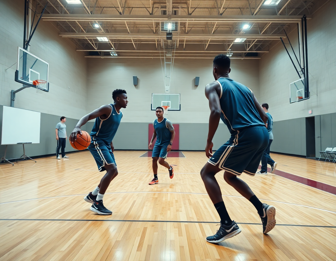 Planifier la contre-attaque: exercice basket contre attaque vu de près sur le terrain basketball.