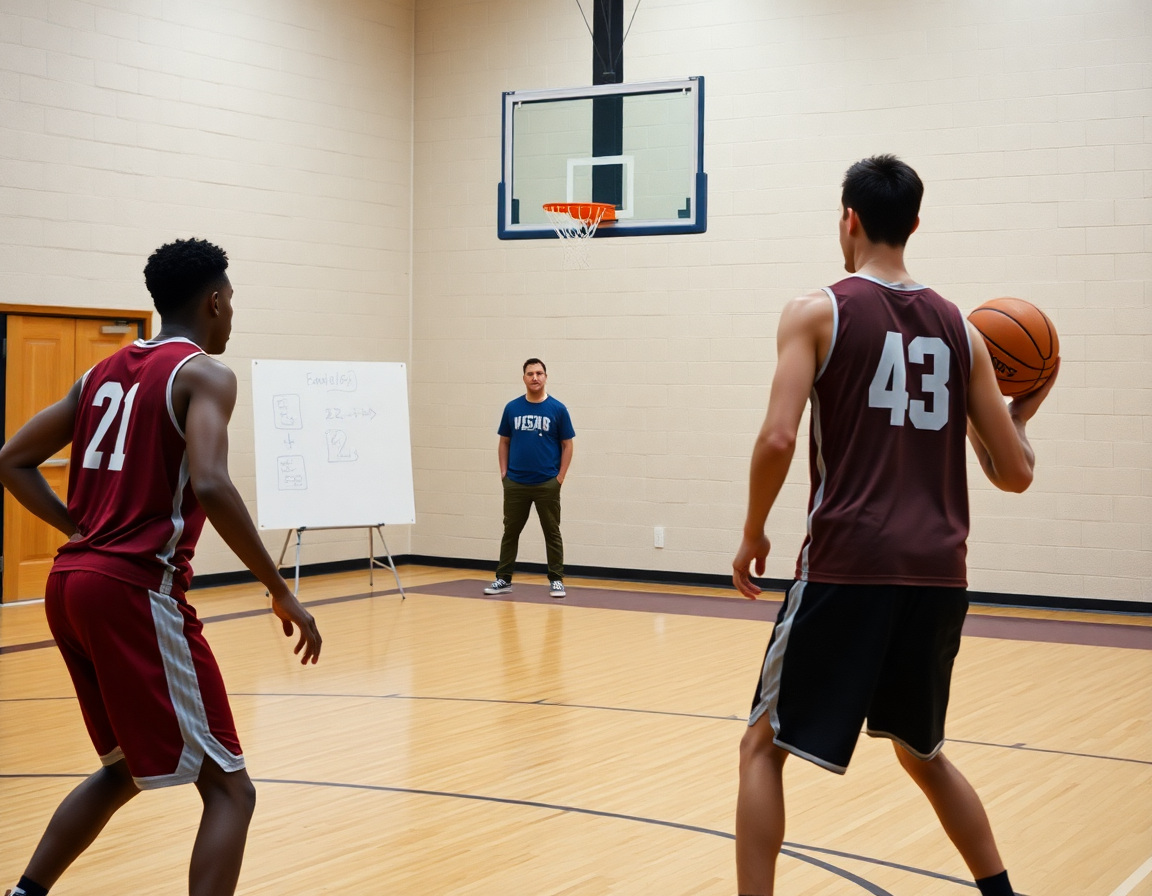 Plan serré sur l'exercice basket défense sur non porteur en 2v2 près du panier.