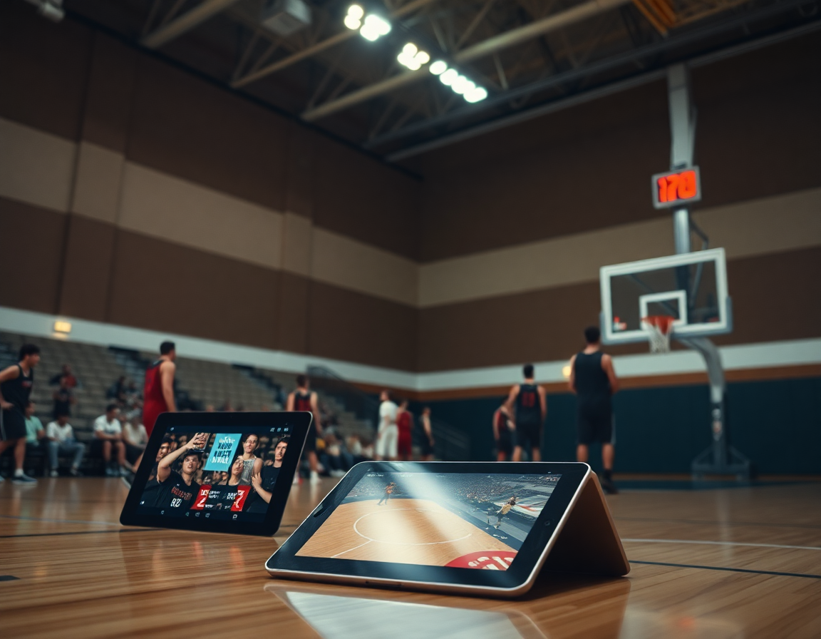 Écran de lecture vidéo montrant exercice basket endurance et progression via playlists pour les joueurs.