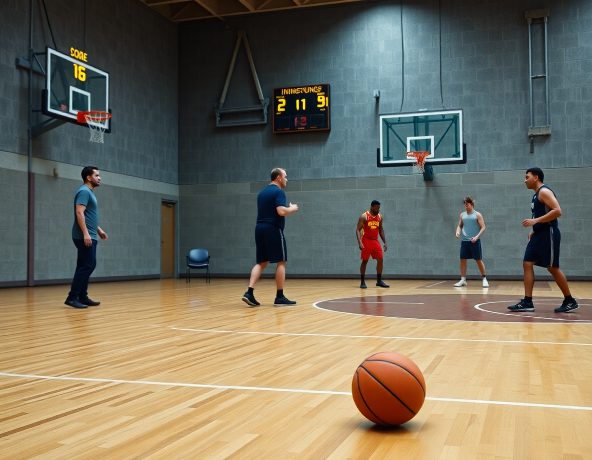 Exercice basket remise en jeu en action: l’entraîneur montre la remise en jeu près de la ligne.