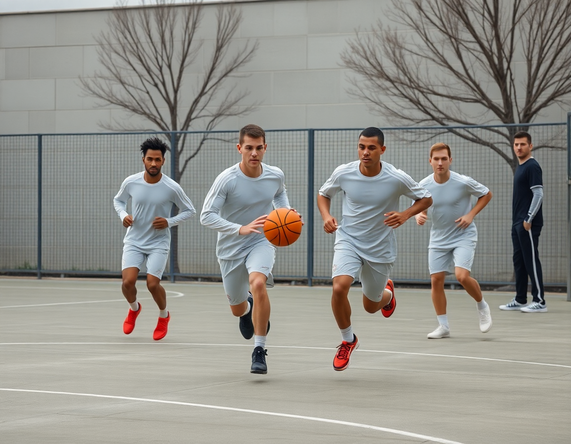 exercice défense basket u11 sur court extérieur, passes précises et écoute du coach