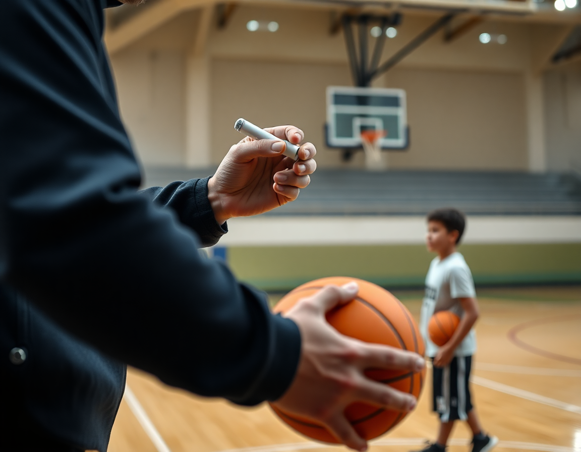 Exercice défense basket u13: premières touches sur le tableau tactique pendant l'entraînement.